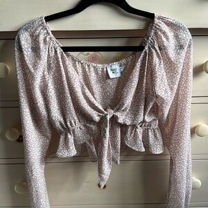 Lightweight long sleeve cropped blouse, size 2.